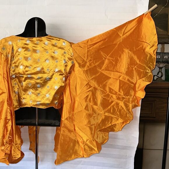 Uniquessentials Satin Orange Harem Top Boho Festival Style Blouse S/M/L - Picture 5 of 5